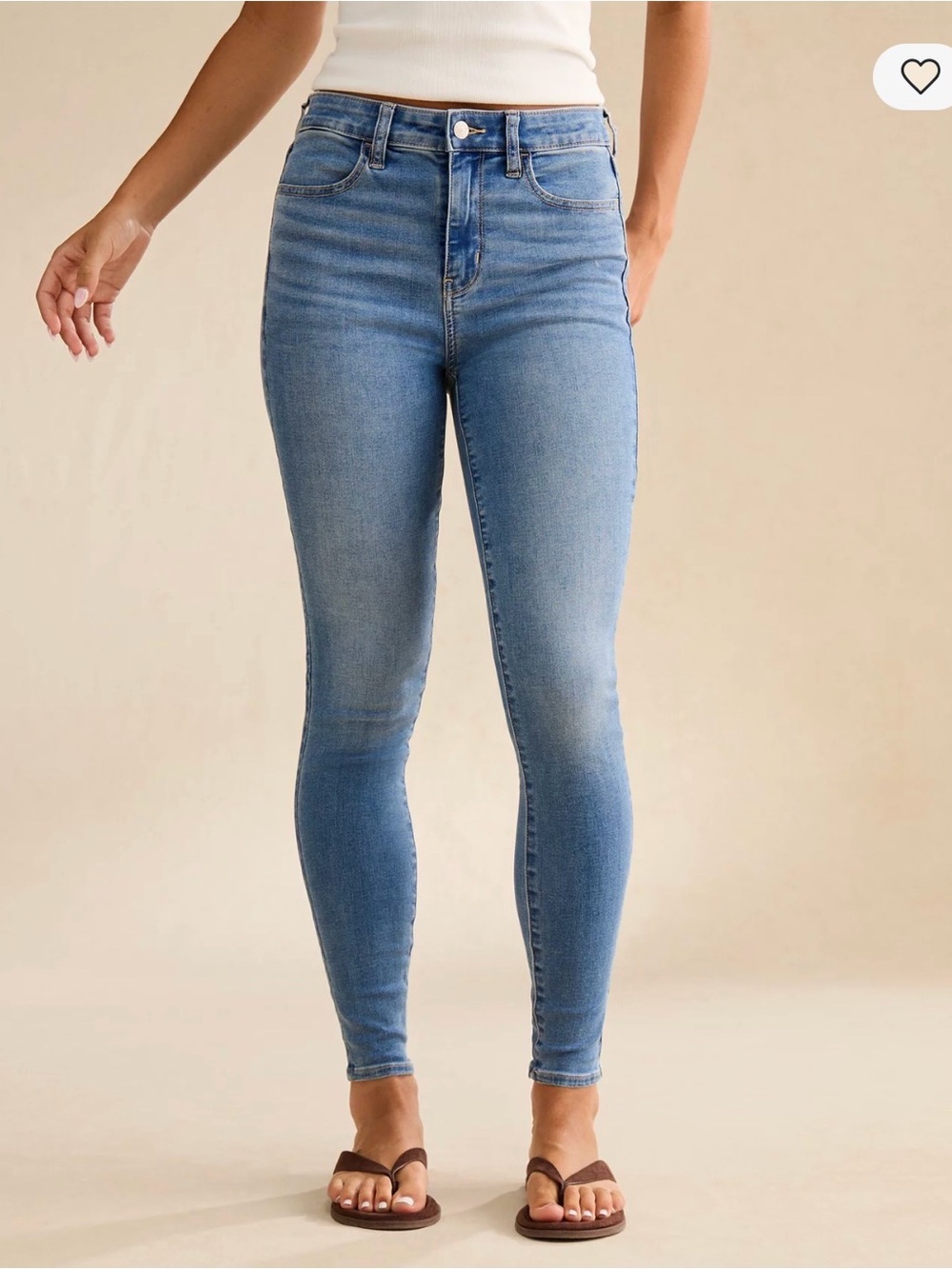 American Eagle Next Level Stretch High-Rise Light Blue Skinny Jeans 6 Long